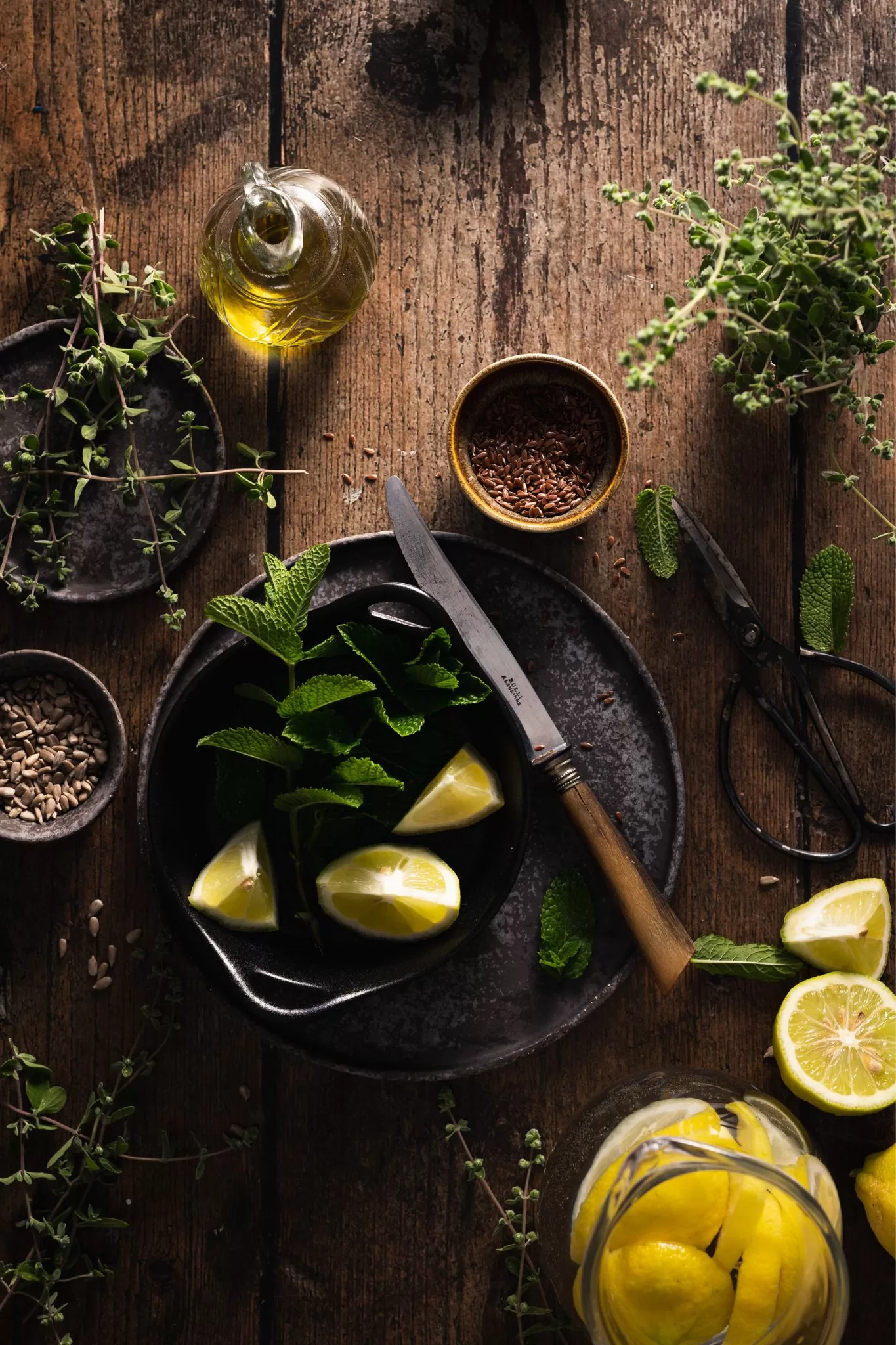 styling with herbs in food photography
